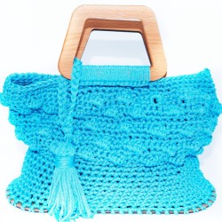 Sac crochet bleu